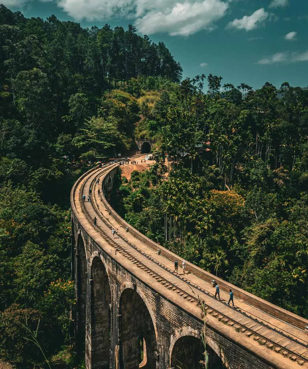 Viaduct on the Kandy to Ella train line above the valleys near Ella